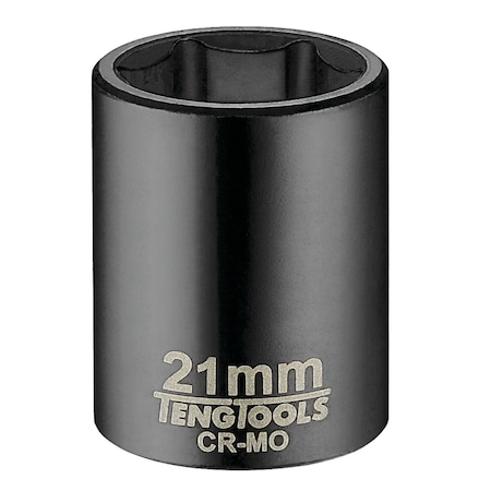 Teng Tools 21MM 1/2 Inch Drive ANSI 6 Point Metric Shallow Chrome Molybdenum Impact Socket 920521AN